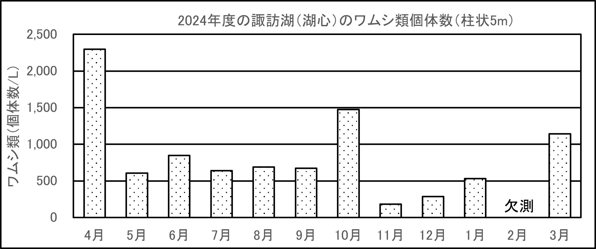 2024年度の諏訪湖(湖心)のワムシ類個体数(柱状5メートル)